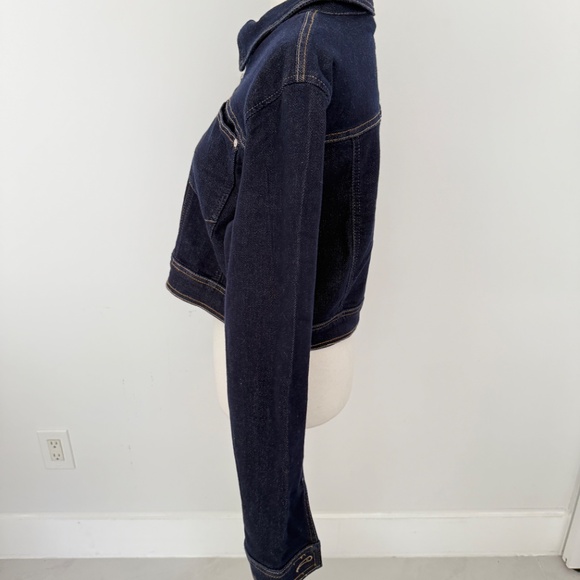 AVEC LES Filles Jeans Denim Cropped Short Zipper Jacket NWT Sz L - Picture 3 of 7